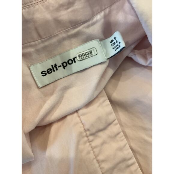 Self Portrait cut out shortsleeve flare mini dress powder pink organic cotton 4 - Picture 3 of 8